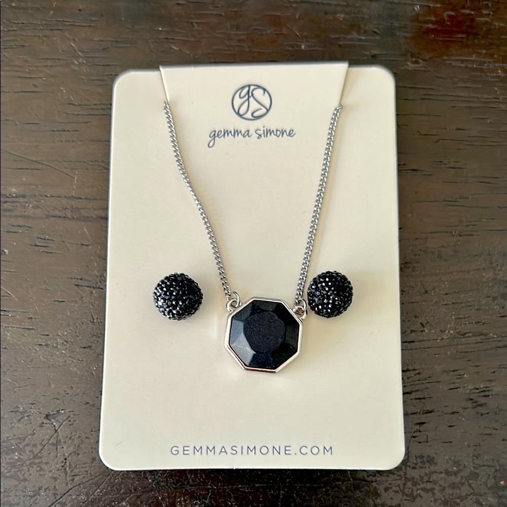 Gemma Simone Black and Silver Necklace Set